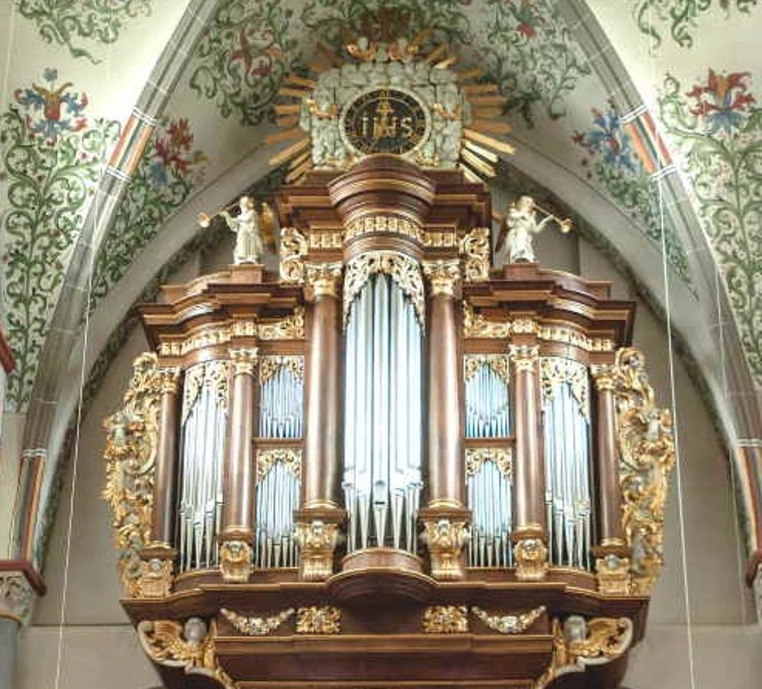 Foto der barocken Orgel in der Abteikirche